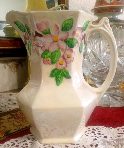 Maling ware floral lustre jug - maling,
